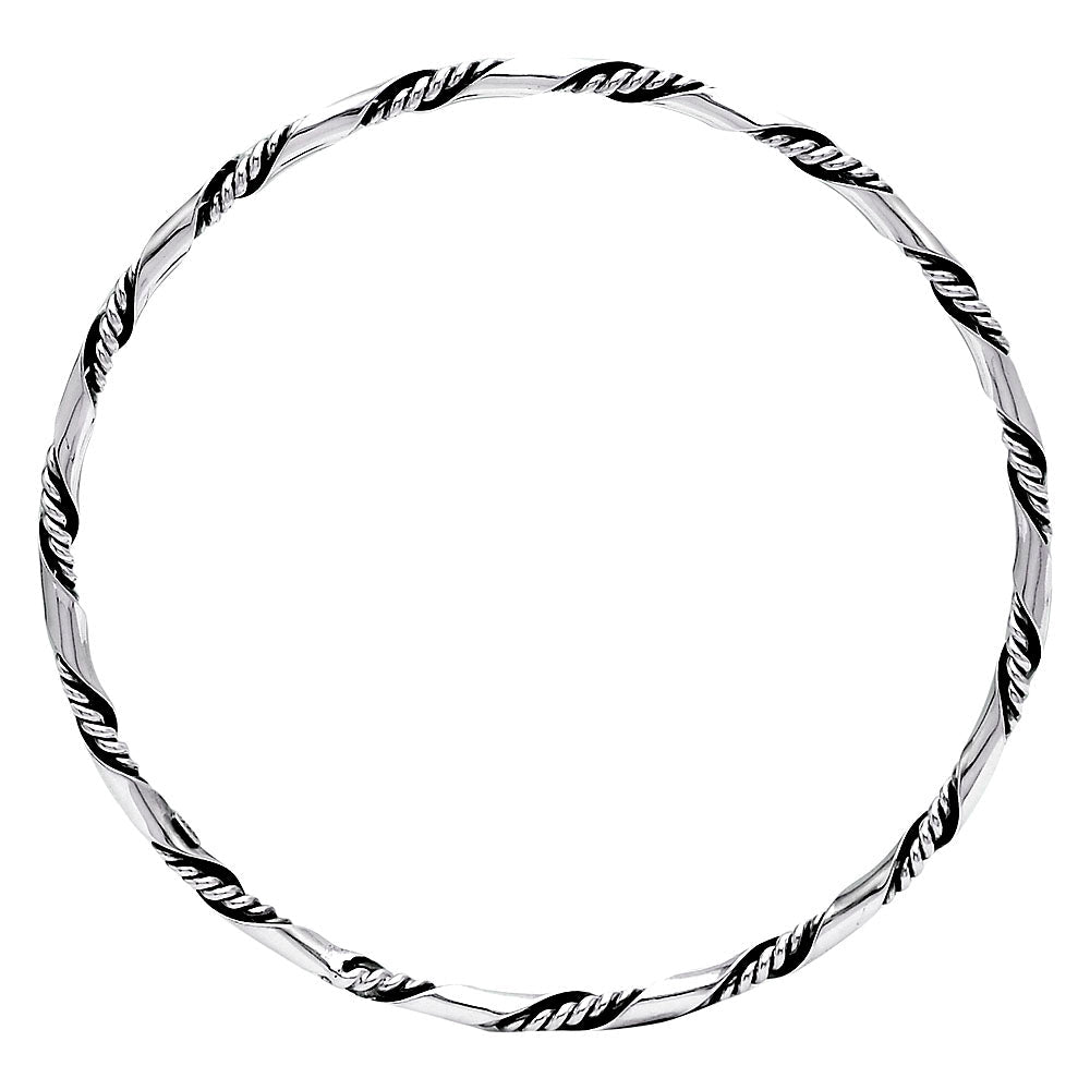 Women’s 925 Silver Twisted Rope Cuff Bangle – Elegant Minimalist Jewelry DGB1014-0