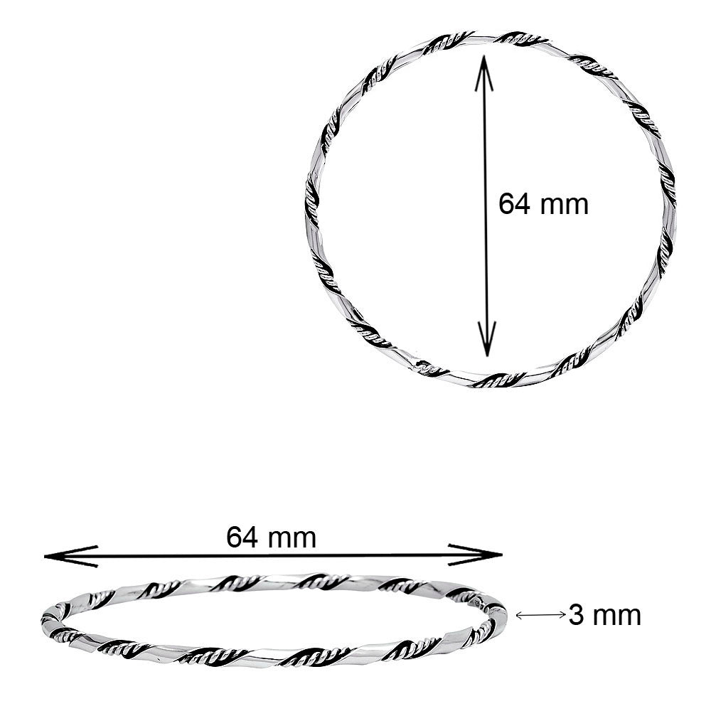Women’s 925 Silver Twisted Rope Cuff Bangle – Elegant Minimalist Jewelry DGB1014-1