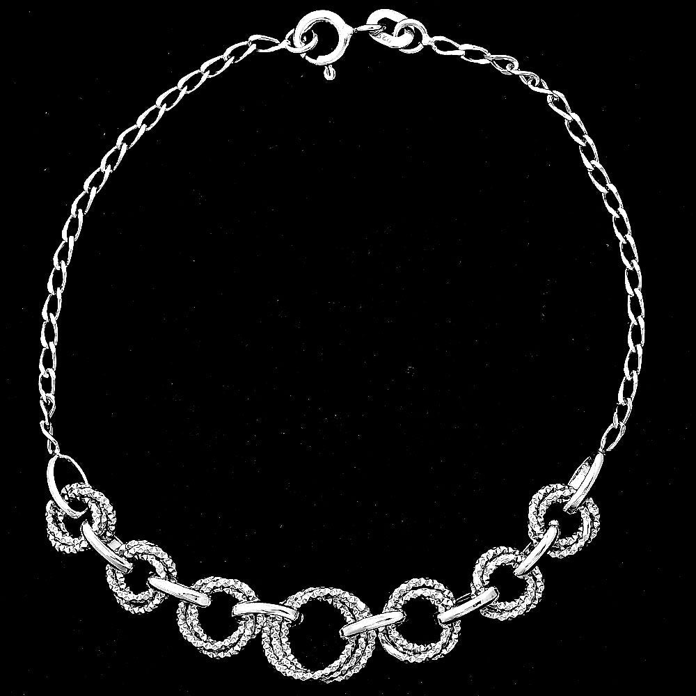 Silver 925 Textured Link Bracelet – Elegant Everyday Chain Jewelry DGB1028-0