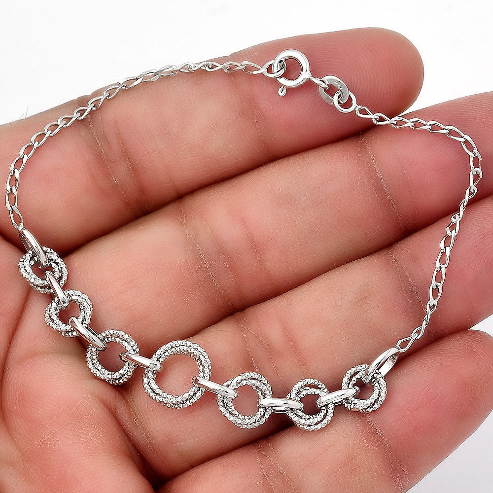 Silver 925 Textured Link Bracelet – Elegant Everyday Chain Jewelry DGB1028-1