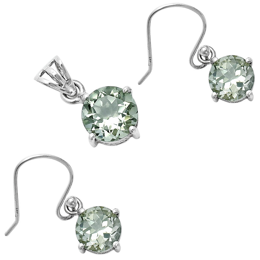 Round Gemstone 925 Sterling Silver Earrings & Pendant Jewelry Set DGT01052 T-1003-2