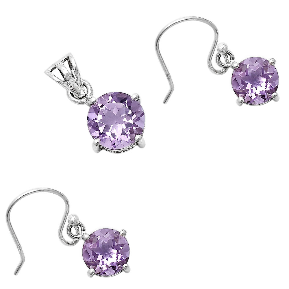 Round Gemstone 925 Sterling Silver Earrings & Pendant Jewelry Set DGT01052 T-1003-5