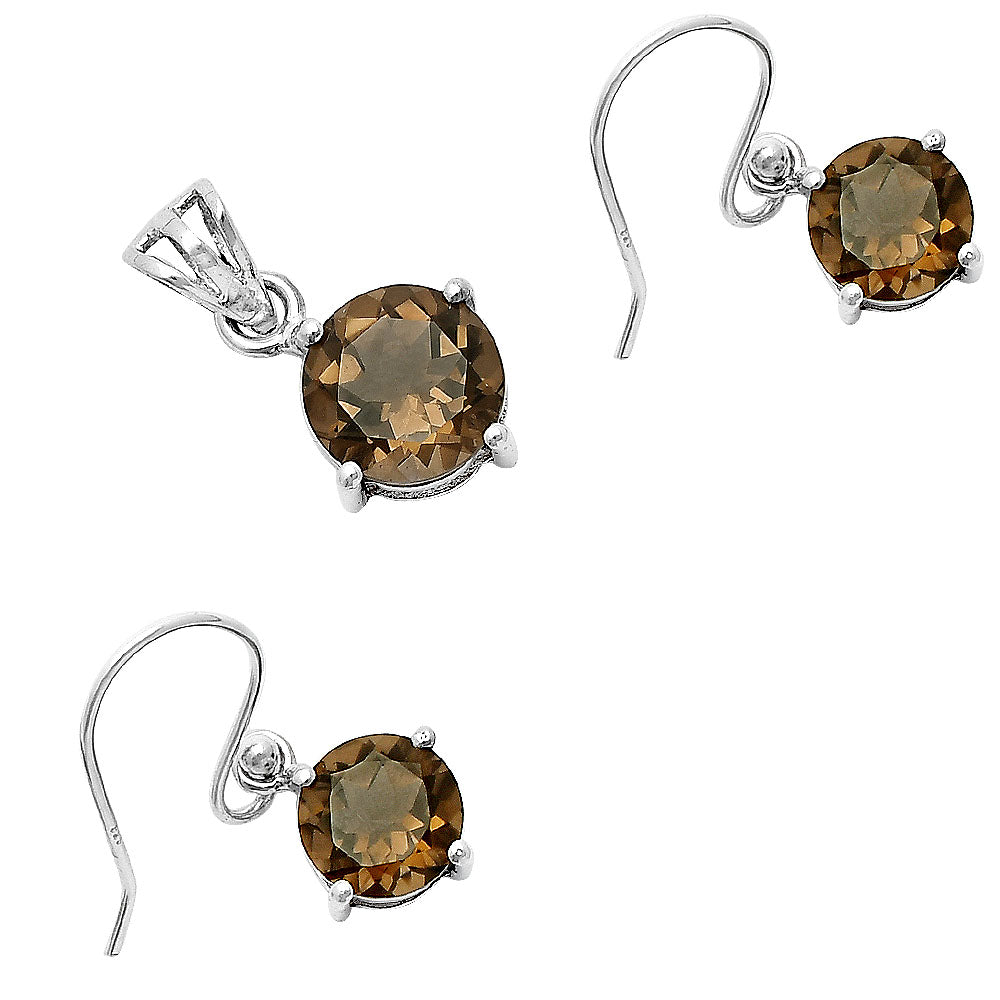 Round Gemstone 925 Sterling Silver Earrings & Pendant Jewelry Set DGT01052 T-1003-6