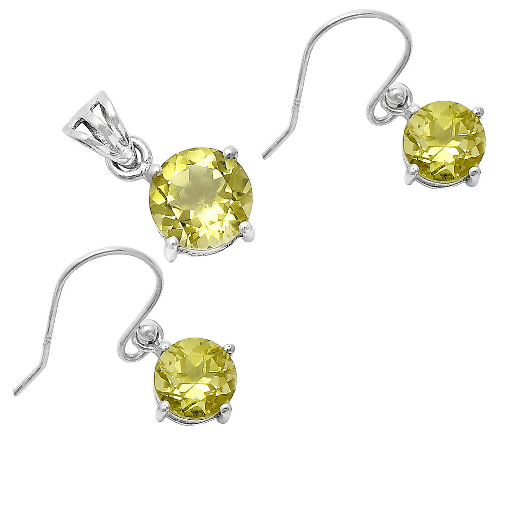 Round Gemstone 925 Sterling Silver Earrings & Pendant Jewelry Set DGT01052 T-1003-7