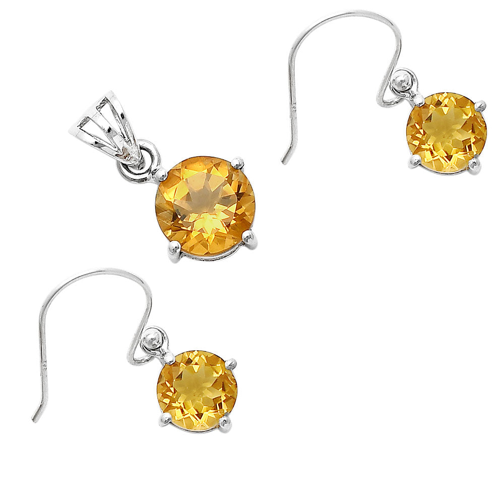 Round Gemstone 925 Sterling Silver Earrings & Pendant Jewelry Set DGT01052 T-1003-8