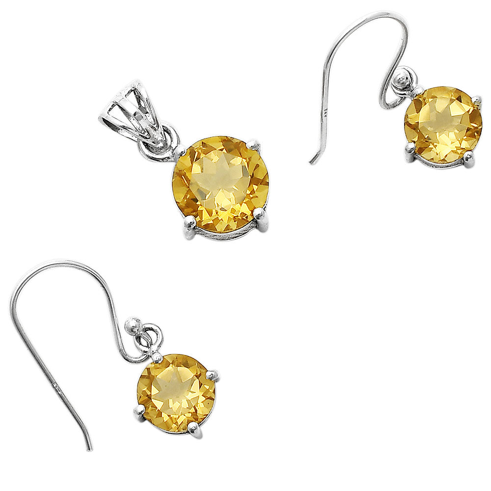 Round Gemstone 925 Sterling Silver Earrings & Pendant Jewelry Set DGT01052 T-1003-9