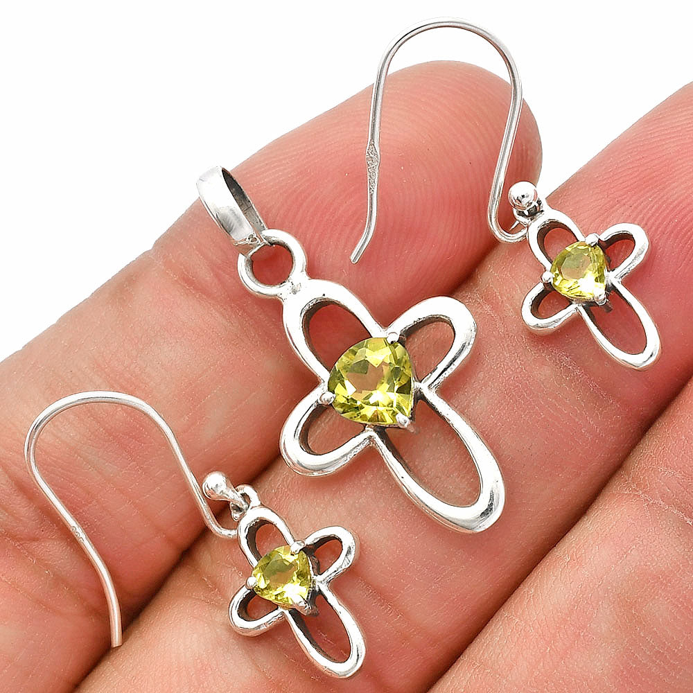 Heart Multi-Gemstone 925 Sterling Silver Pendant & Earrings Jewelry Set DGT01054 T-1011-2