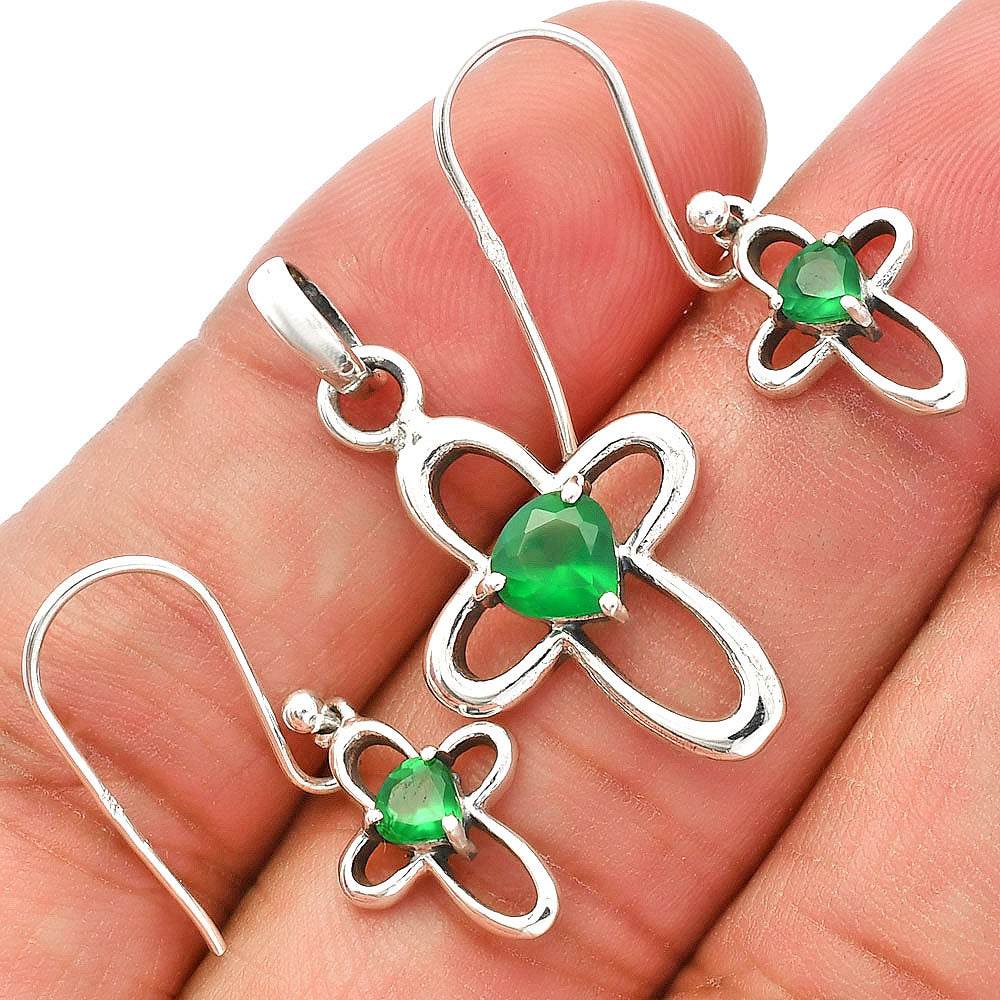 Heart Multi-Gemstone 925 Sterling Silver Pendant & Earrings Jewelry Set DGT01054 T-1011-5