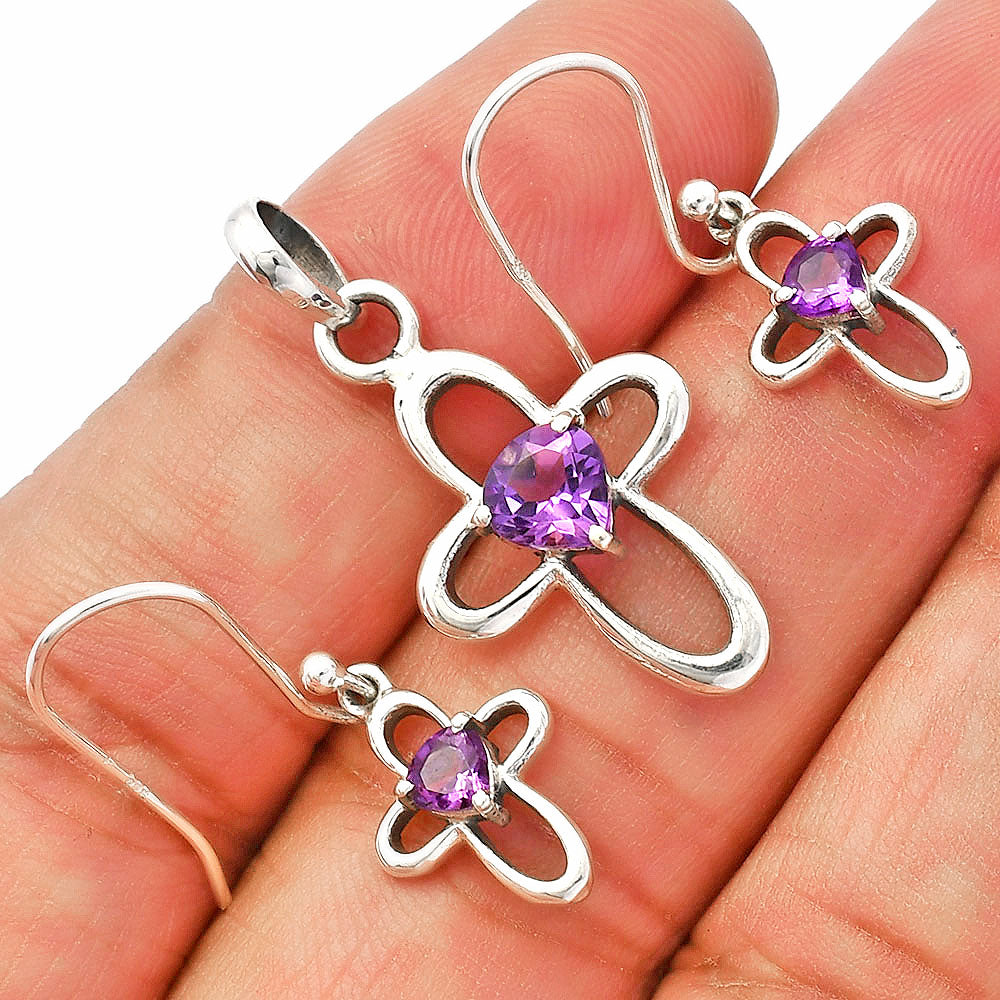 Heart Multi-Gemstone 925 Sterling Silver Pendant & Earrings Jewelry Set DGT01054 T-1011-6