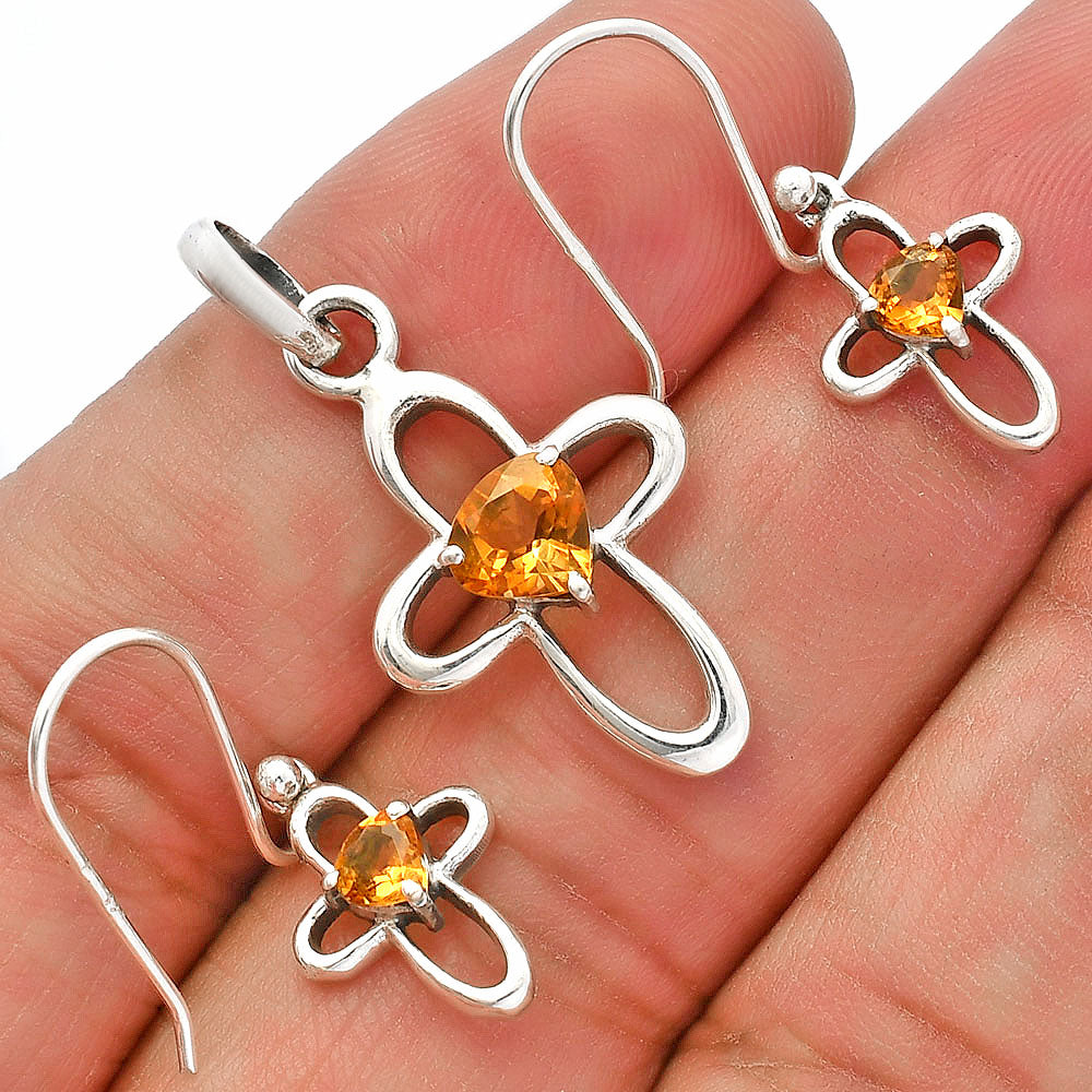 Heart Multi-Gemstone 925 Sterling Silver Pendant & Earrings Jewelry Set DGT01054 T-1011-7
