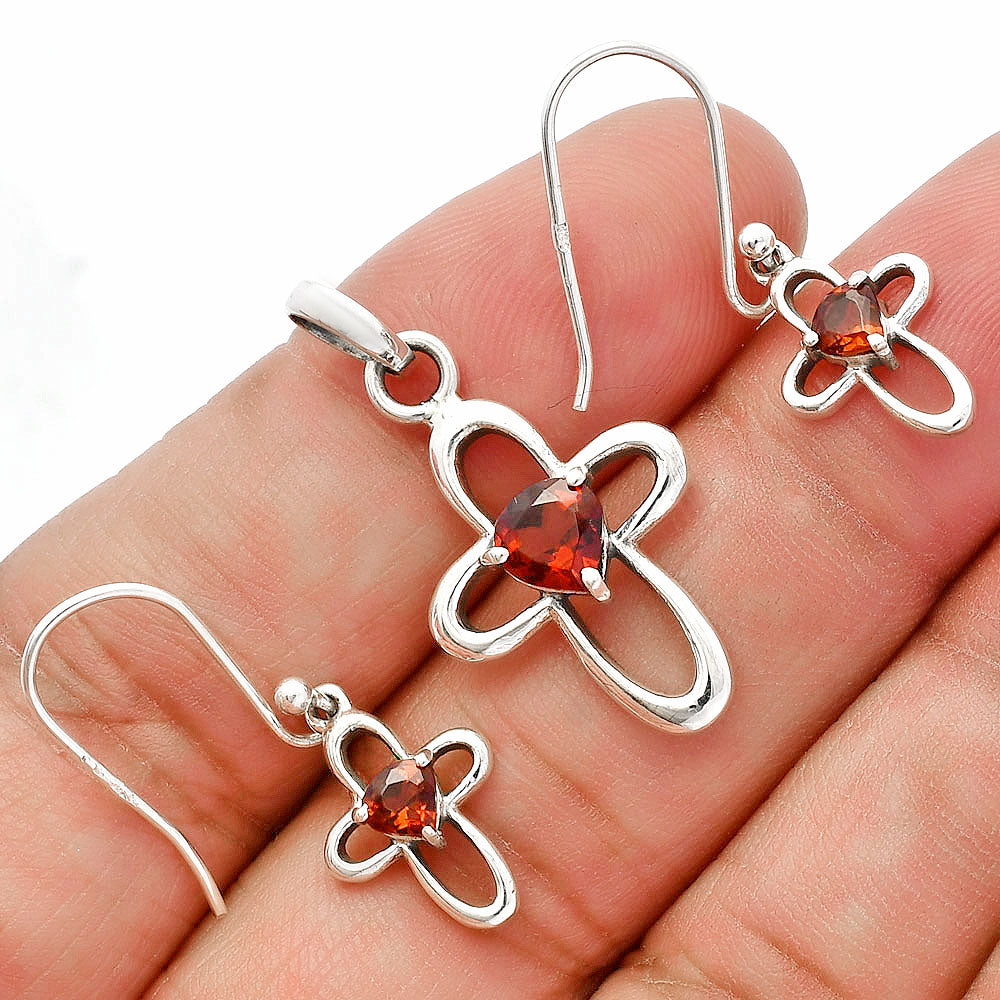 Heart Multi-Gemstone 925 Sterling Silver Pendant & Earrings Jewelry Set DGT01054 T-1011-8