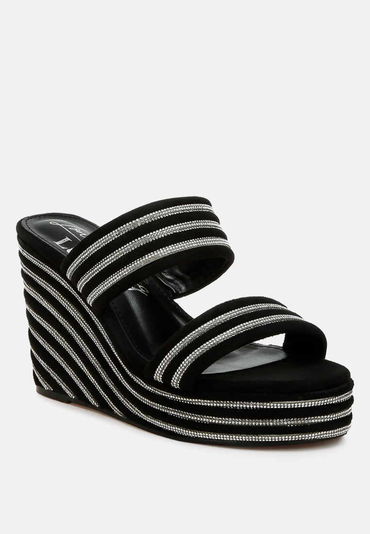 Danker Rhinestones Embellished Wedge Sandals-1