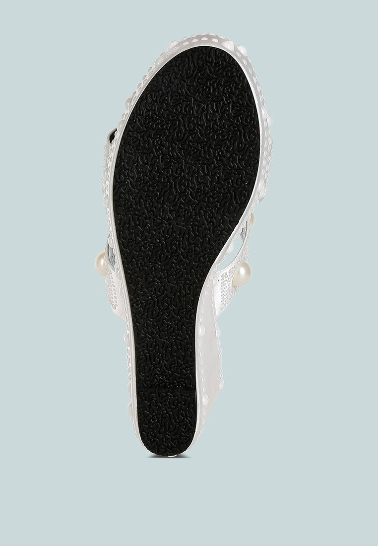 Django Pearl Embellished Wedge Sandals-4