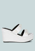 Django Pearl Embellished Wedge Sandals-0