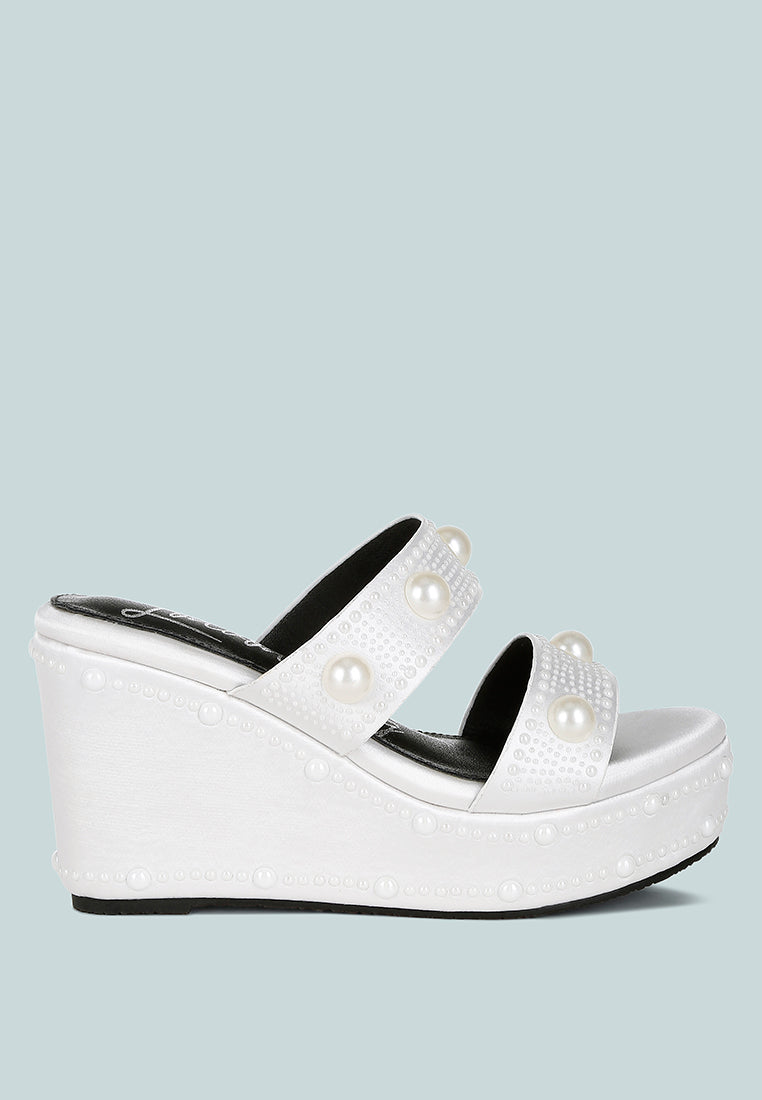 Django Pearl Embellished Wedge Sandals-0