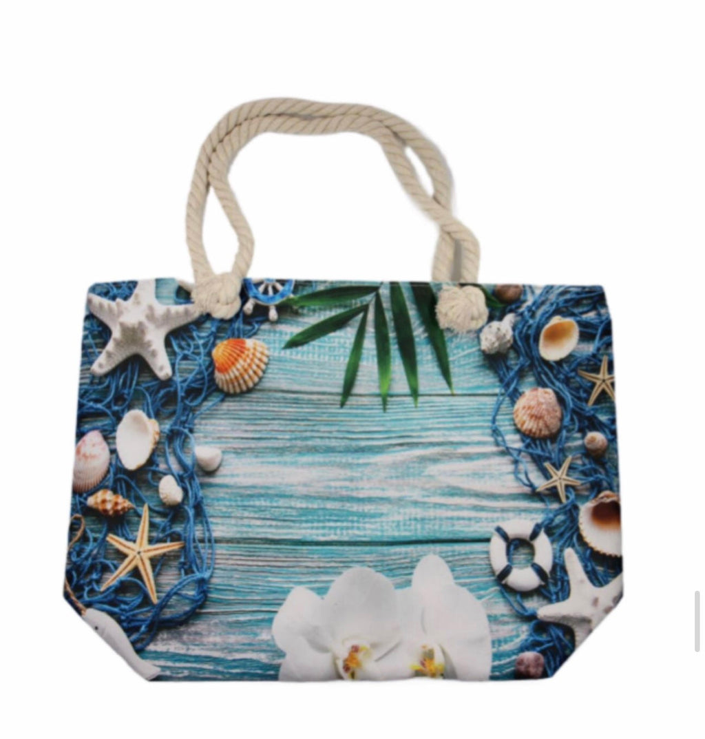 Sea Shells Orchid Canvas Tote-0