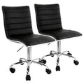 Elama 2 Piece Adjustable Faux Leather Rolling Office Chair in Black with Chrome Finish-0