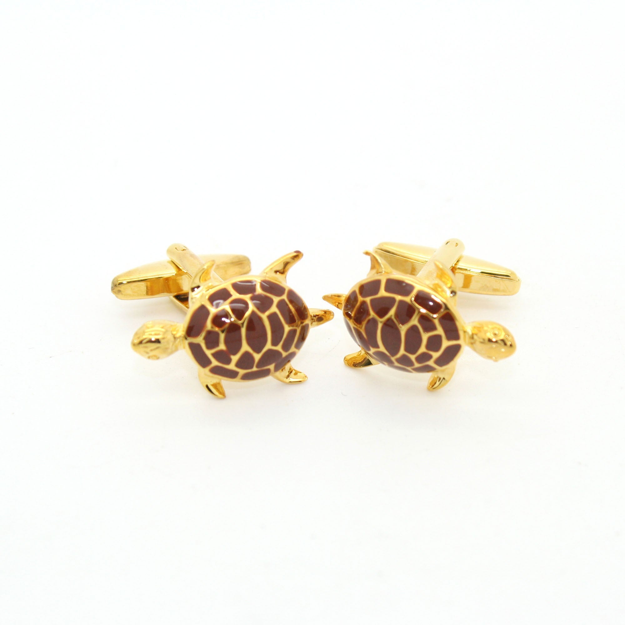 Goldtone Turtle Cuff Links With Jewelry Box-0