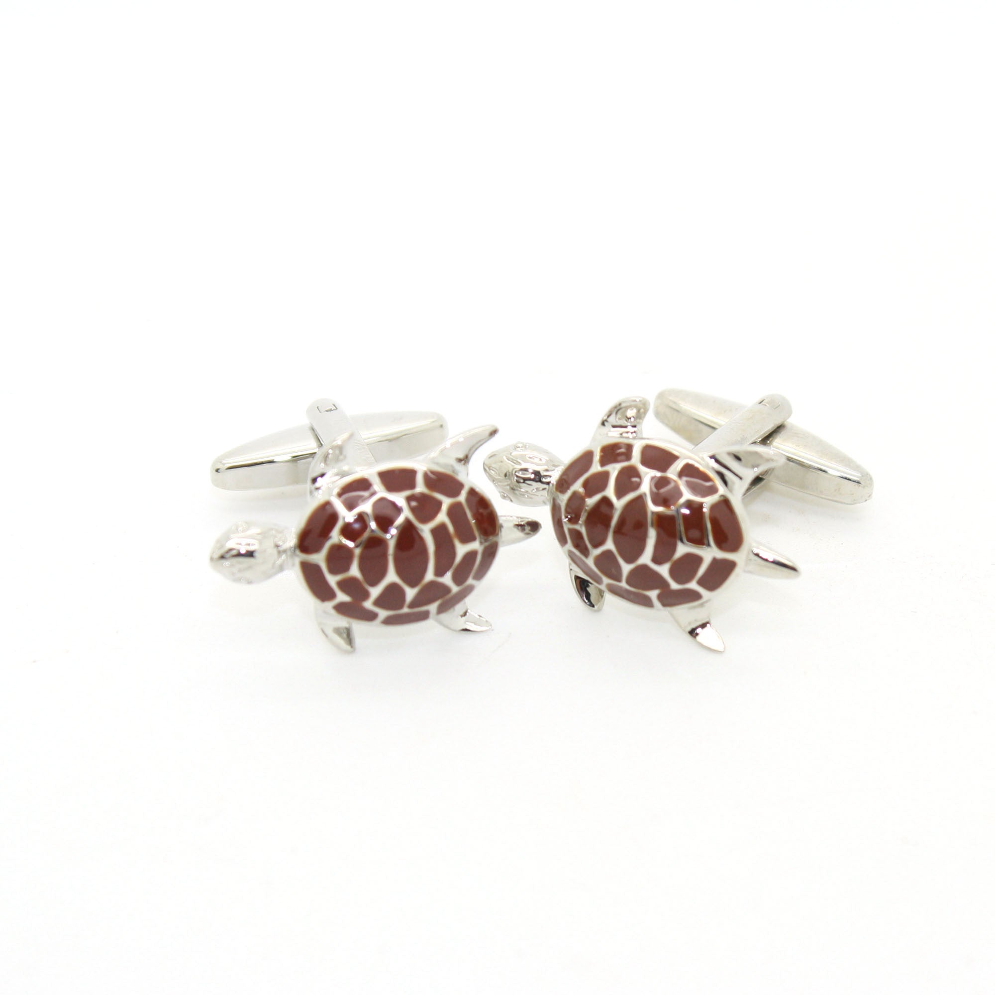 Silvertone Turtle Cuff Links With Jewelry Box-0