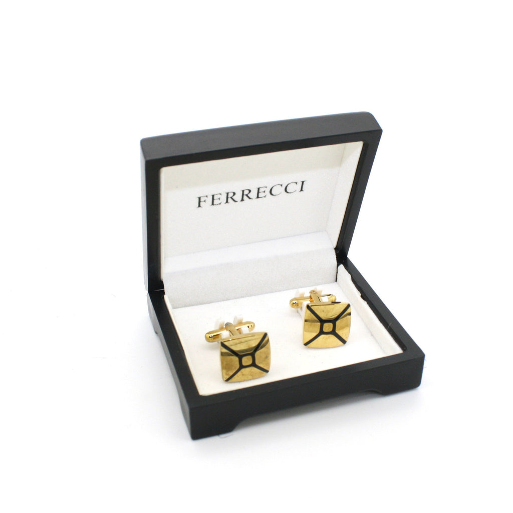 Goldtone Enamel Cuff Links With Jewelry Box-1