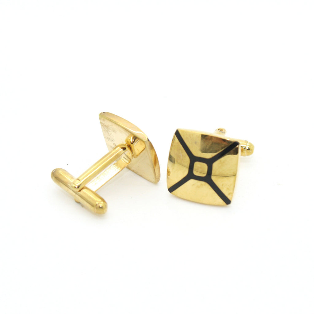 Goldtone Enamel Cuff Links With Jewelry Box-0