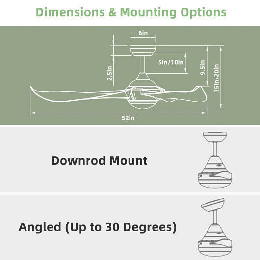 52 Inch Ceiling Fan with Light Reversible DC Motor-2