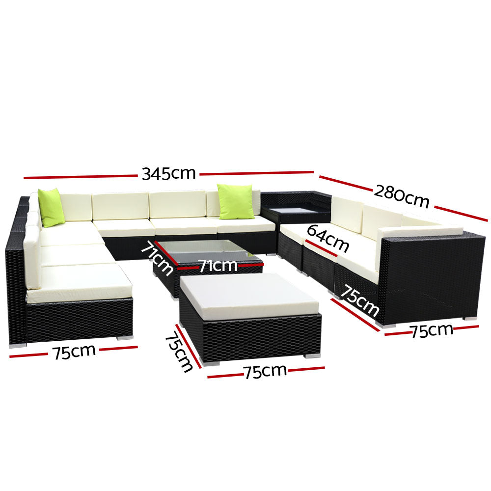 NNEDSZ 13PC Outdoor Furniture Sofa Set Wicker Garden Patio Lounge-1
