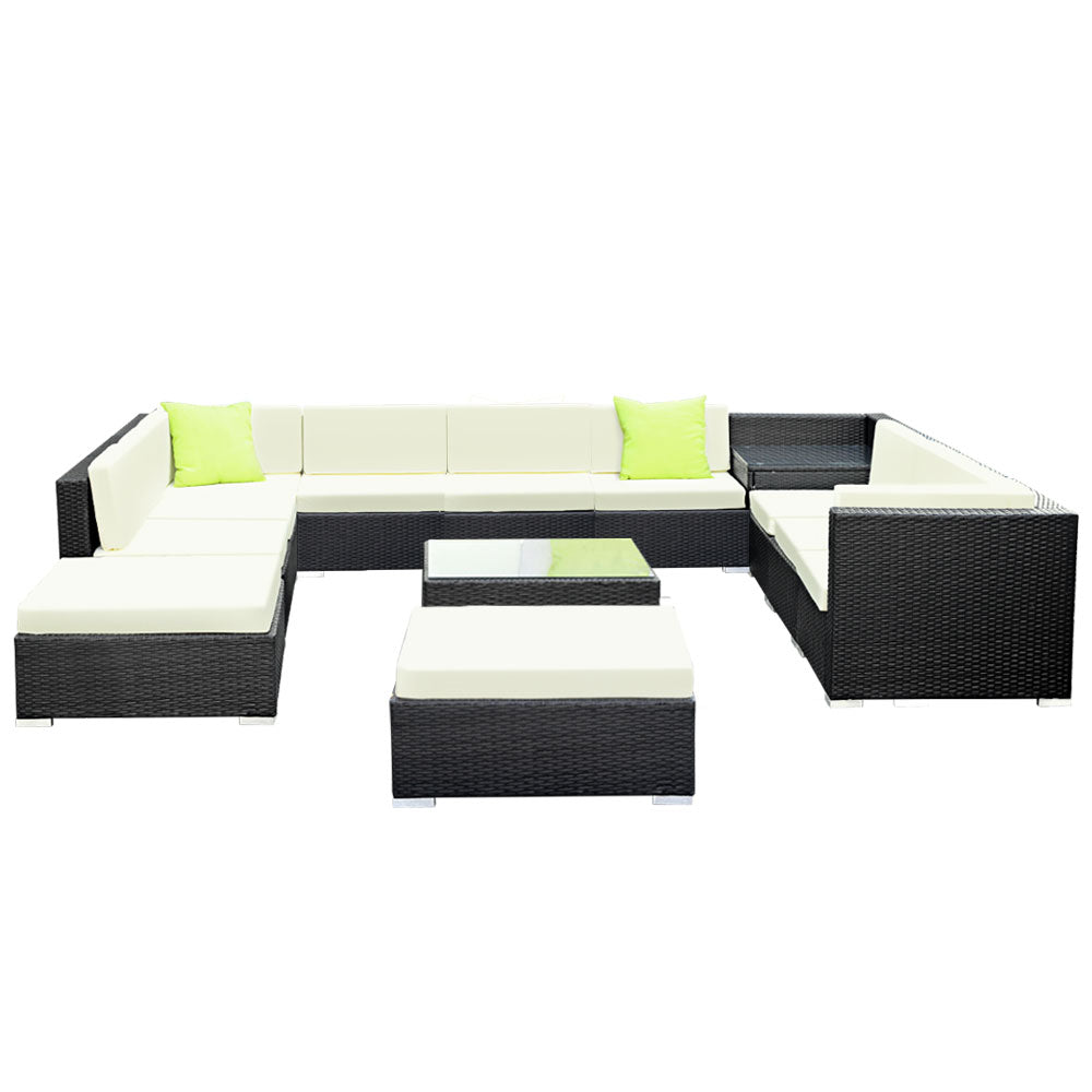 NNEDSZ 13PC Outdoor Furniture Sofa Set Wicker Garden Patio Lounge-2