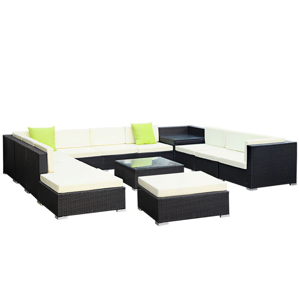 NNEDSZ 13PC Outdoor Furniture Sofa Set Wicker Garden Patio Lounge-3