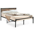 Rustic FarmHome Metal Wood Platform Bed Frame in Full Size