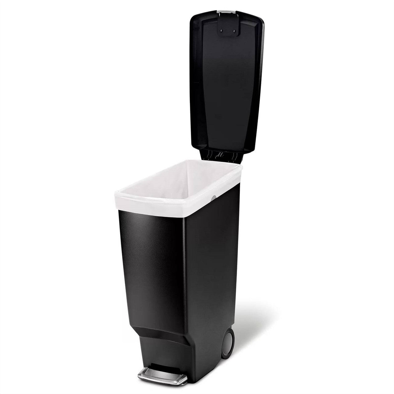 Black 10-Gallon Narrow Kitchen Trash Can with Easy Step-on Lid-2