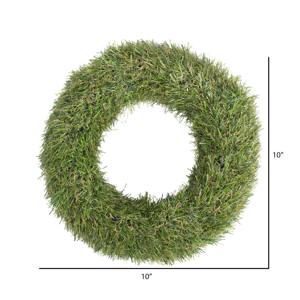 10" Artificial Green Grass Wreath, Pack of 2