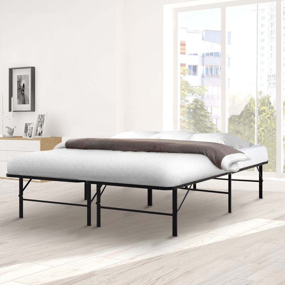 NNEDSZ Foldable Queen Metal Bed Frame - Black