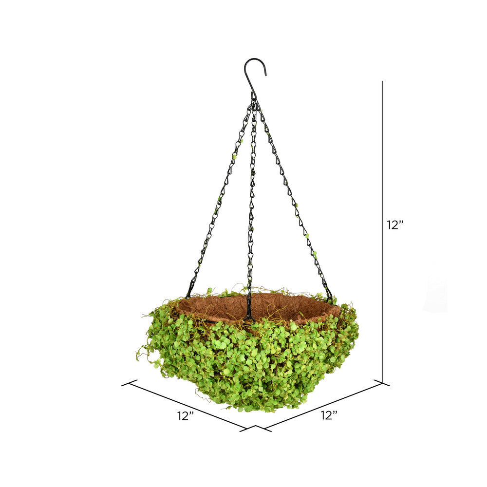 12'' Artificial Green Mini Leaves Hanging Basket