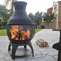 45-inch Black Cast Iron and Steel Outdoor Fire Pit Chimenea-0