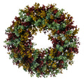 18" Red and Green Spiral Artificial Eucalyptus Wreath