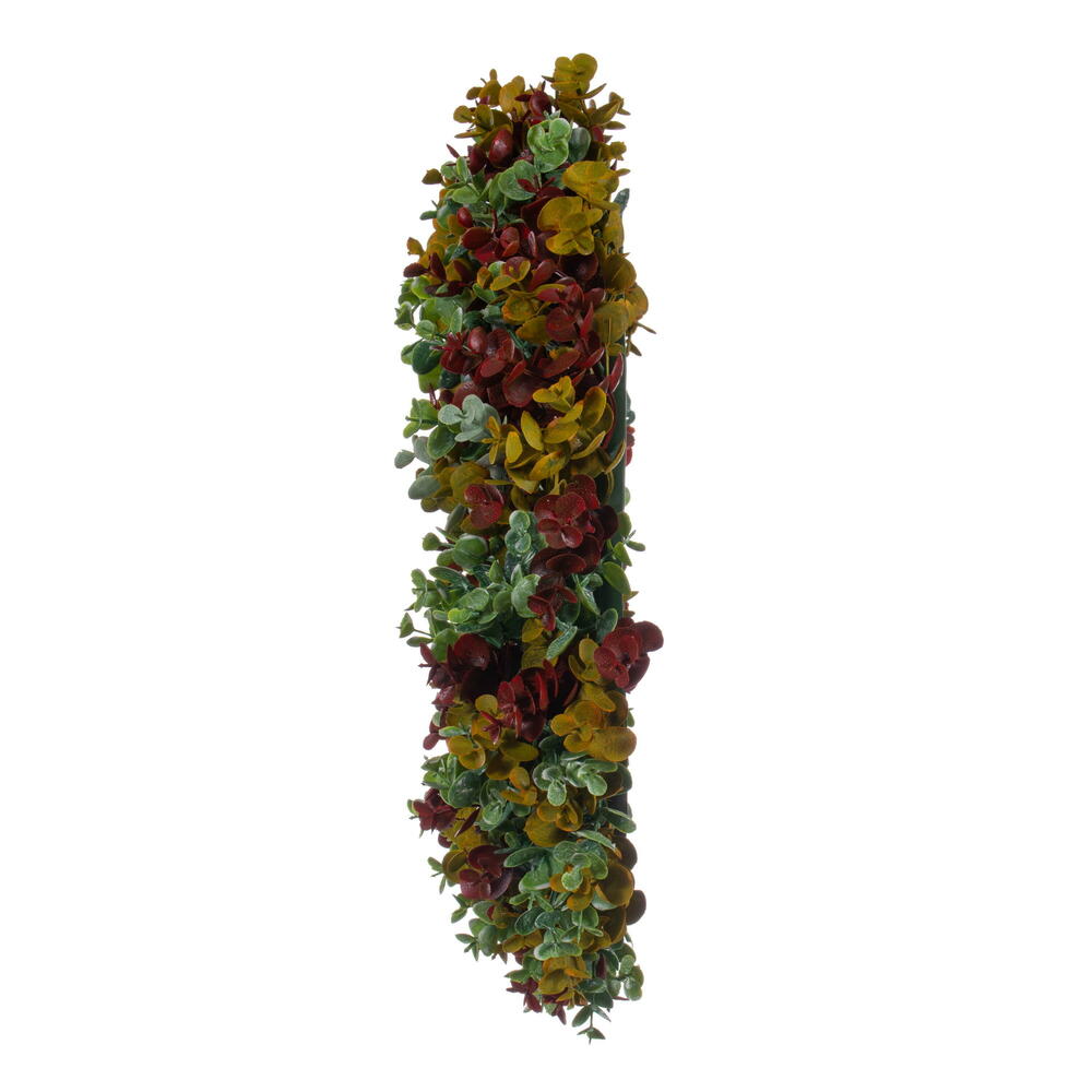 18" Red and Green Spiral Artificial Eucalyptus Wreath