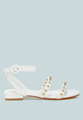 Flippity Studded Ankle Strap Flat Sandals-0
