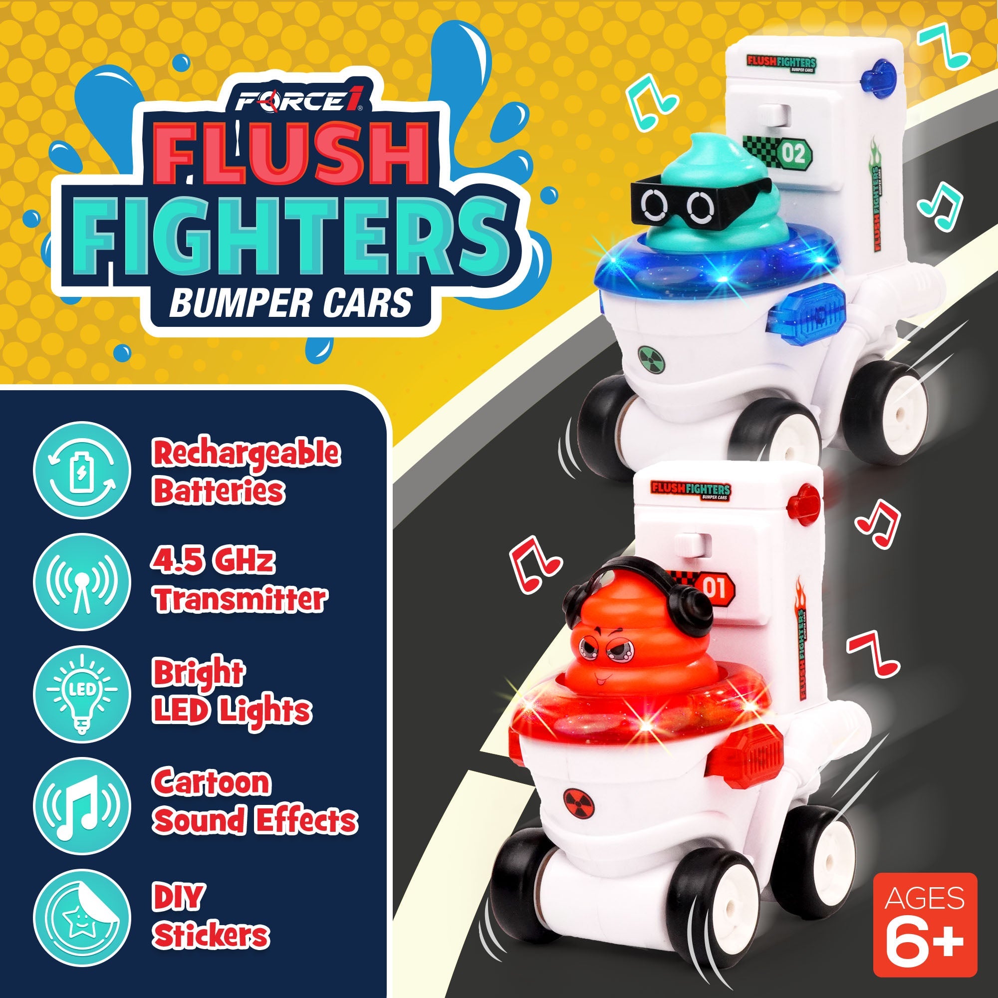 Force1 Flush Fighters Bumper Cars 2pk-1