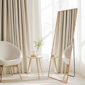 Set of 2 - Gold 65-inch Full Length Freestanding Floor Mirror with Stand-0