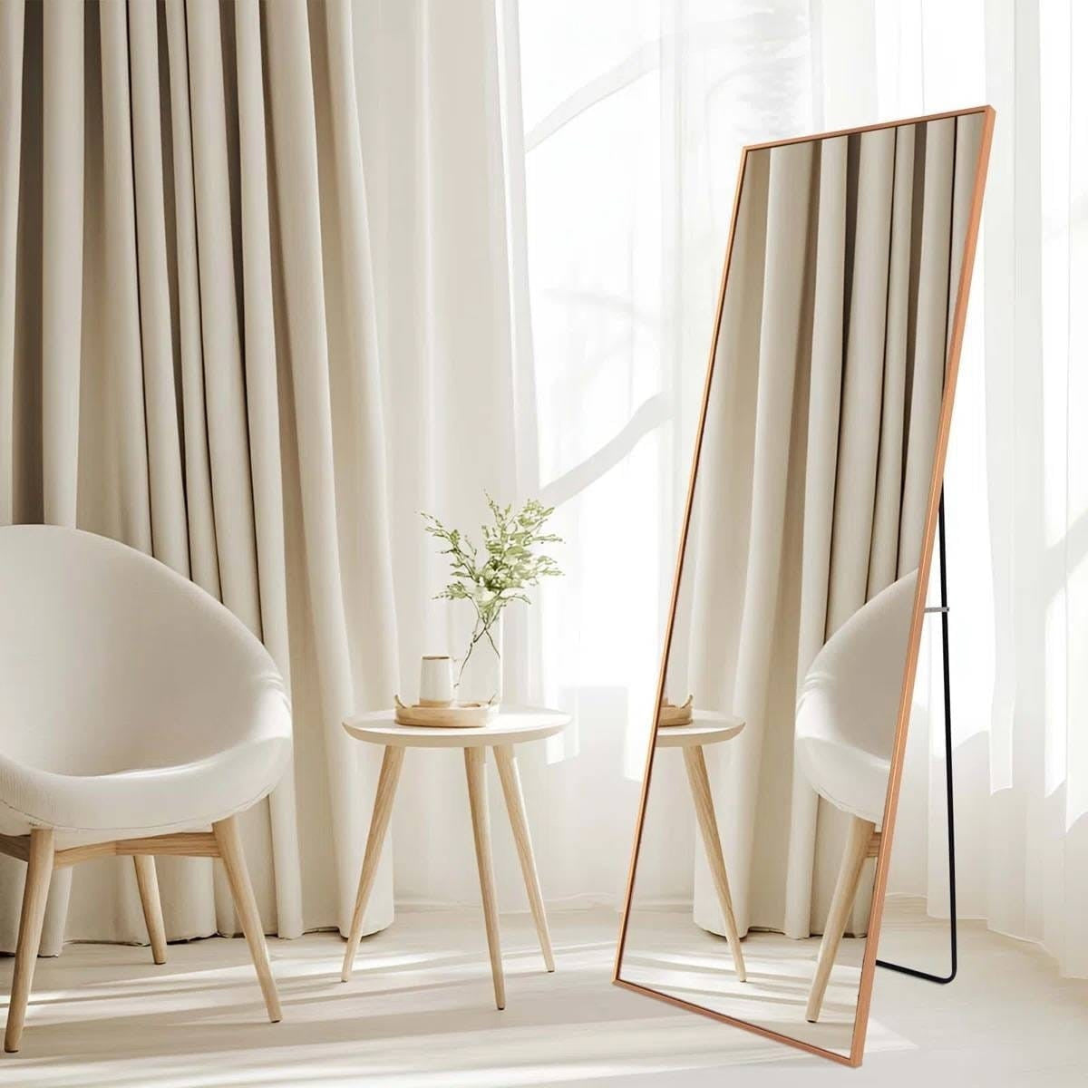 Set of 2 - Gold 65-inch Full Length Freestanding Floor Mirror with Stand-0
