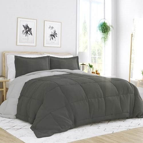Twin/Twin XL 2-Piece Microfiber Reversible Comforter Set Grey / Light Grey-2