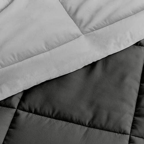 Full/Queen 3-Piece Microfiber Reversible Comforter Set in Grey / Light Grey-1