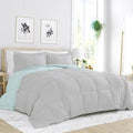 Full/Queen size 3-Piece Microfiber Reversible Comforter Set Aqua Blue and Grey-0