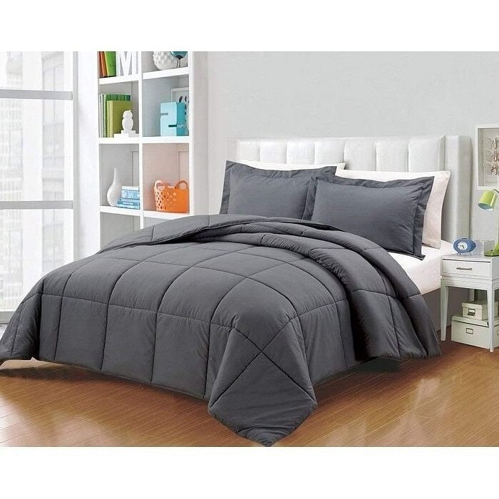 Twin Size Reversible Microfiber Down Alternative Comforter Set in Grey-0