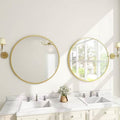 Round 24-inch Circular Bathroom Wall Mirror with Gold Frame-0