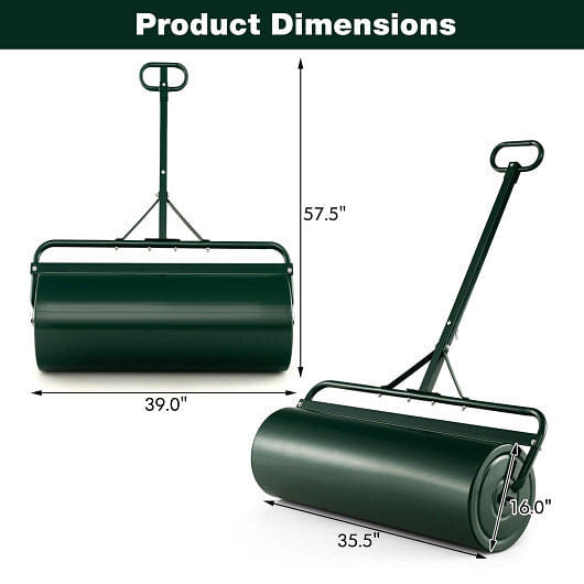 39 Inch Wide Push/Tow Lawn Roller-Green-2