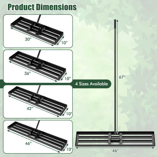 Lawn Leveling Rake 46 x 10 Inch Heavy Duty Lawn Level Tool for Soil-Black-1