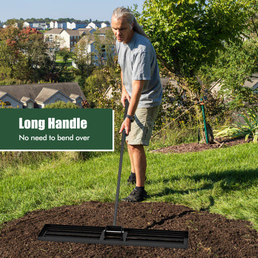 Lawn Leveling Rake 46 x 10 Inch Heavy Duty Lawn Level Tool for Soil-Black-2