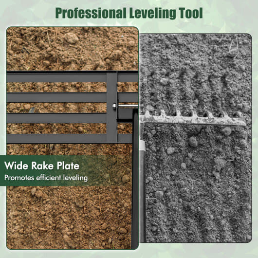 Lawn Leveling Rake 46 x 10 Inch Heavy Duty Lawn Level Tool for Soil-Black-3